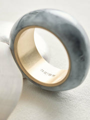 Women Curve Marble Bangle in Gold Tone