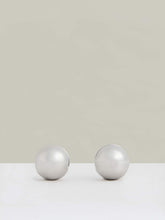 Women Polished Ball Huggie Earrings in Silver Tone