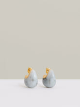 Women Curve Marble Scoop Earrings in Gold Tone