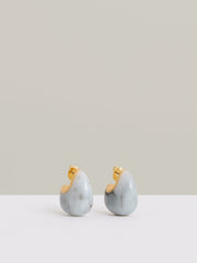 Women Curve Marble Scoop Earrings in Gold Tone