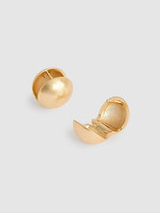 Women Polished Ball Huggie Earrings in Gold