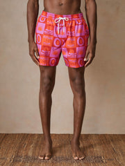 Men | Ché Sunset-Print Swim Shorts in Orange/Pink