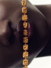 Women Molten Square Necklace in Gold Tone