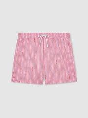 Men | Ché Stripe Swim Shorts in Pink/White