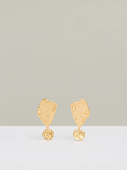 Women Molten Large Drop Earrings in Gold Tone
