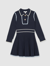 Children & Baby 13-14 yrs Piped Knitted Skater Dress in Navy