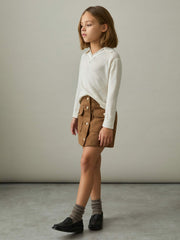 Children & Baby 4-9 yrs Suede Flap Pocket Skirt in Tan