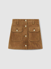 Children & Baby 9-13 yrs Suede Flap Pocket Skirt in Tan