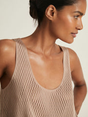 Women Atelier Laser-Cut Vest Top in Taupe