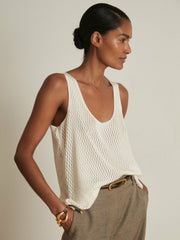 Women Atelier Laser-Cut Vest Top in Cream