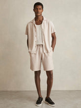 Men Textured-Knit Cuban-Collar Shirt in Champagne