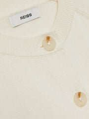 Children & Baby 9-13 yrs Cotton Crew-Neck Cardigan in Ivory