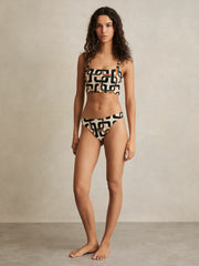 Women Chain Print Bikini Bottoms in Brown/Cream