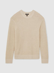 Men Paige Cotton Waffle-Knit Sweater in Natural