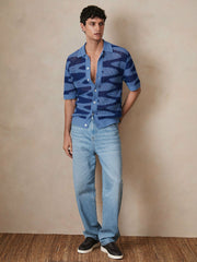 Men | Ché Wave Crochet Shirt in Blue