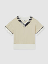 Children & Baby 13-14 yrs Cotton-Linen Knit V-Neck Cricket Top in Neutral