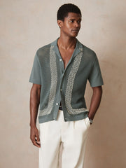 Men | Ché Beaded Crochet Shirt in Sage