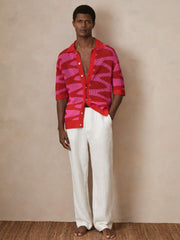 Men | Ché Wave Crochet Shirt in Pink