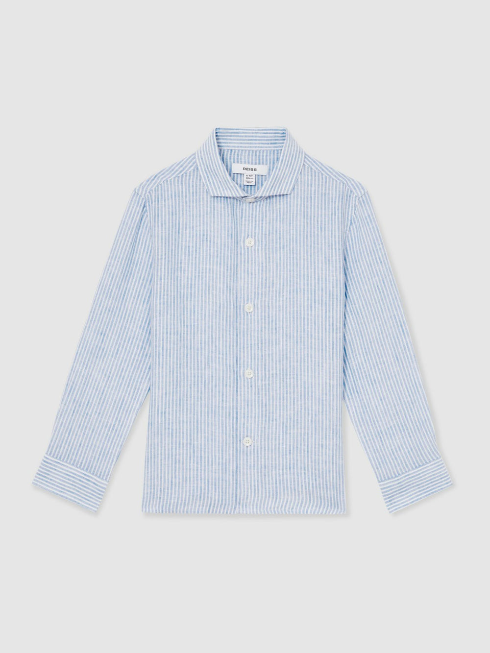 Children & Baby 13-14 yrs Linen Cutaway Collar Shirt in Blue/White Stripe
