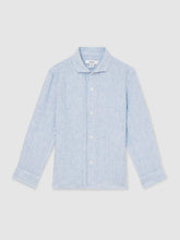 Children & Baby 13-14 yrs Linen Cutaway Collar Shirt in Blue/White Stripe