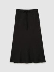 Women Slip Midi Skirt in Black
