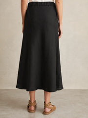 Women Slip Midi Skirt in Black