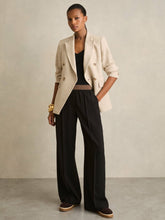 Women Wide-Leg Elasticated-Waist Trousers in Black