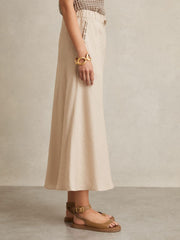 Women Slip Midi Skirt in Neutral