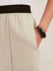 Women Wide-Leg Elasticated-Waist Trousers in Neutral