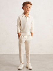 Children & Baby 4-9 yrs Merino Wool Long-Sleeve Polo Shirt in Snow