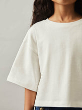 Children & Baby 9-13 yrs Oversize Cotton Cropped T-Shirt in Ivory