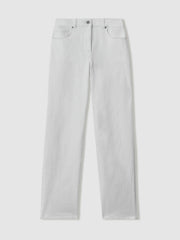 Women Petite Mid-Rise Straight-Leg Jeans in White