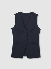 Women Paige Button-Through Vest in Dark Ink Blue