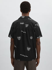 Men Les Deux Cotton Embroidered Shirt in Black Print