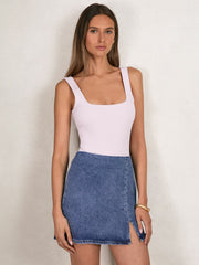Women Denim Mini Skirt in Indigo Blue