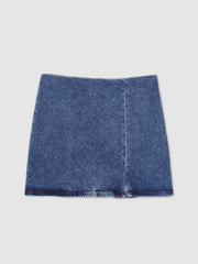 Women Denim Mini Skirt in Indigo Blue