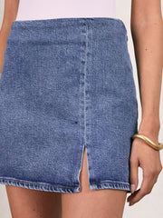 Women Denim Mini Skirt in Indigo Blue