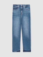 Women Straight Compression Jeans in Indigo Blue
