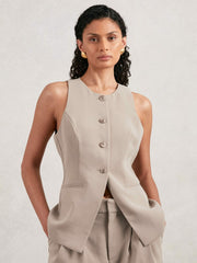 Women Luxe Suiting Vest in Beige