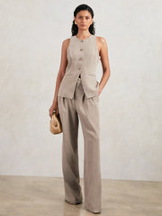 Women Luxe Suiting Vest in Beige