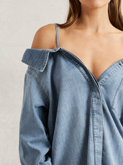 Women 100% Cotton Shirt in Indigo Blue