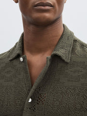 Men Les Deux Blend Lace Shirt in Olive Green