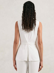 Women Halston Crepe Wide Leg Jumpsuit in Ivory