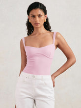 Women Good American Scuba Sweetheart Bodysuit in Light Pink