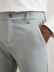 Men Paige Slim-Fit Stretch Trousers in Moon Shadow Blue