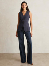 Women Paige Wide Leg Pintuck Jeans in Anais Blue