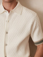 Men | Ché Textured Cuff-Trim Shirt in White
