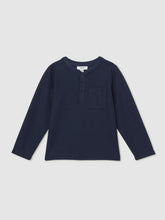 Children & Baby 13-14 yrs Cotton-Blend Waffle Henley T-Shirt in Navy