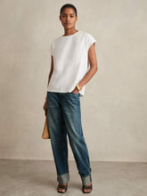 Women Brushed-Cotton Crew-Neck T-Shirt in White