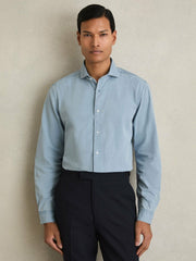 Men Washed Cotton Chambray Shirt in Blue